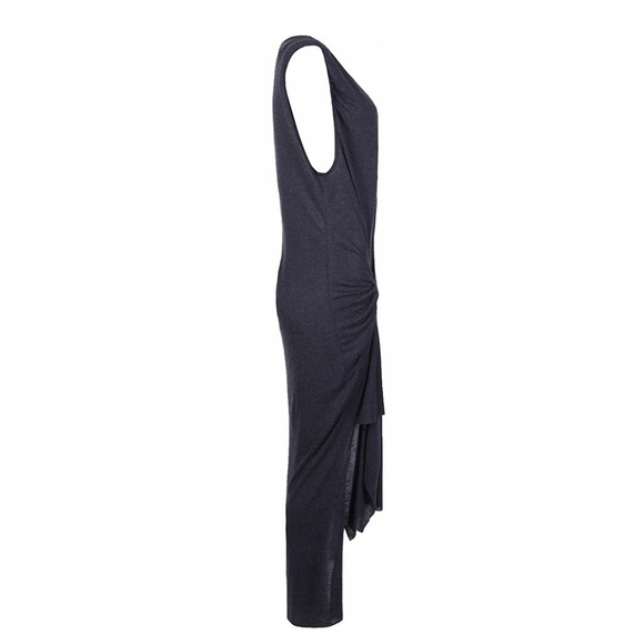 Allsaints Riviera Jersey Gathered Asymmetrical Dress Angora Viscose Sz 6 - Picture 6 of 16